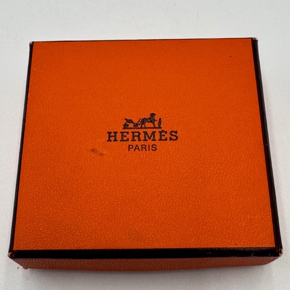 Hermes Paris Brown Leather Buckle Bracelet Silver Hardware Unisex With Box